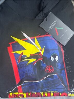 Men's Black Graphic Hoodie with Miles Morales Print